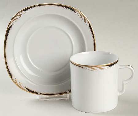 Omega White Black Flat Cup & Saucer Set