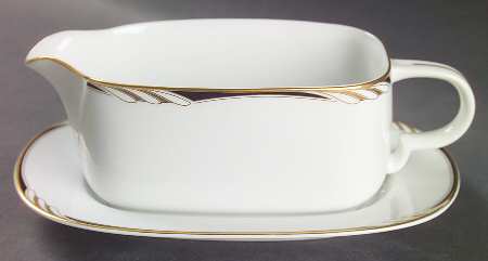 Omega White Black Gravy Boat & Underplate