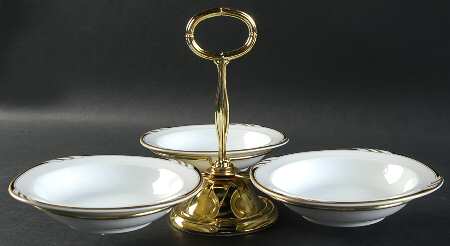 Omega White Black 7" x 12" 3-Part Relish & Metal Stand (FR) HC