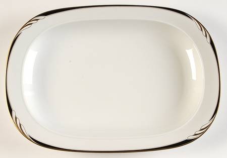 Omega White Black 14" Oval Serving Platter