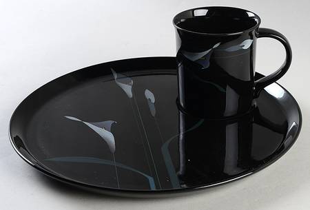 Opus Black Snack Plate and Mug Set