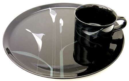Opus Black Snack Plate & Cup Set
