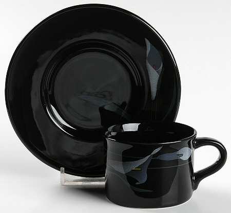 Opus Black Flat Demitasse Cup & Saucer Set