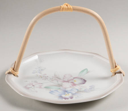 Orchids 5 3/8"-5 5/8" Bamboo Handled Serving Plate  HC