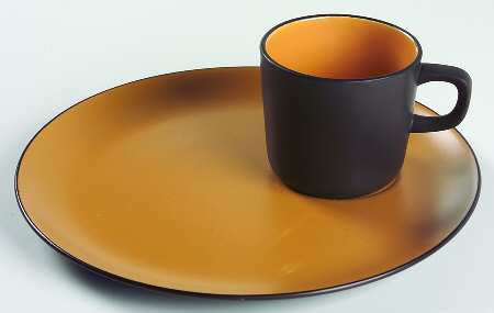 Orange Sherbet Snack Plate & Cup Set