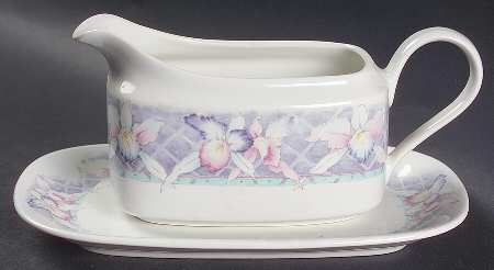 Orchid Spray Gravy Boat & Underplate