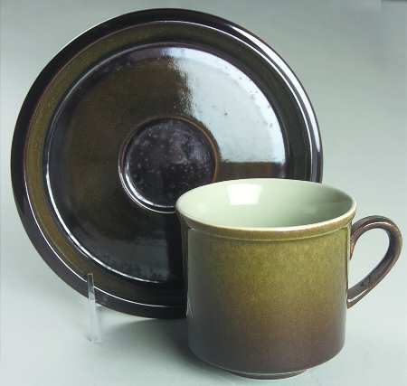 Ovation Brown & Green Flat Cup & Saucer Set
