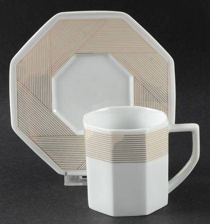 Parquet Gold Flat Cup & Saucer Set