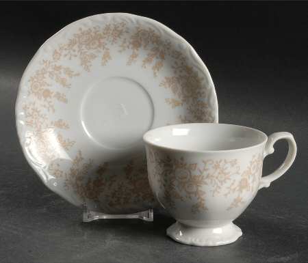 Parchment Footed Cup & Saucer Set