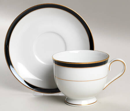 Pearl Black Footed Cup & Saucer Set