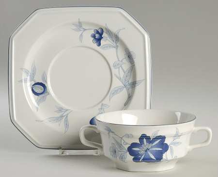 Persian Blue Flat Cream Soup Bowl & Saucer Set