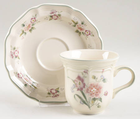 Peony Bouquet Flat Cup & Saucer Set
