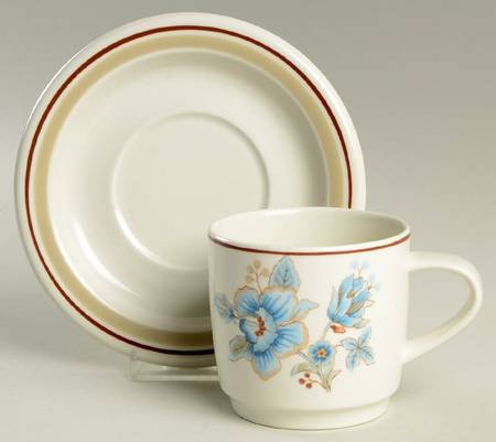 Peonies Flat Cup & Saucer Set