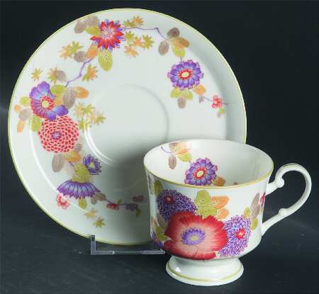 Peony (A6051, Bone China) Footed Cup & Saucer Set by Mikasa