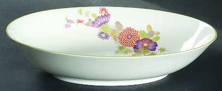 Peony (A6051, Bone China) 10" Oval Vegetable Bowl