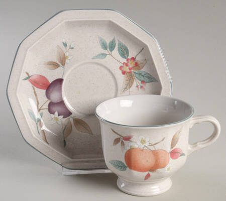 Peaches & Plums Footed Cup & Saucer Set