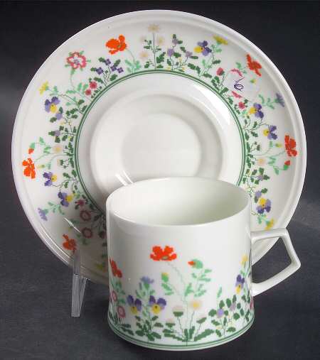 Petit Point Flat Cup & Saucer Set