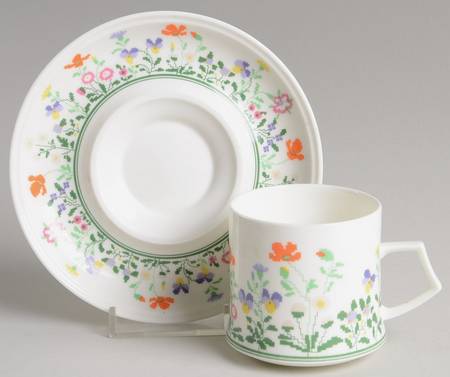 Petit Point Flat Demitasse Cup & Saucer Set