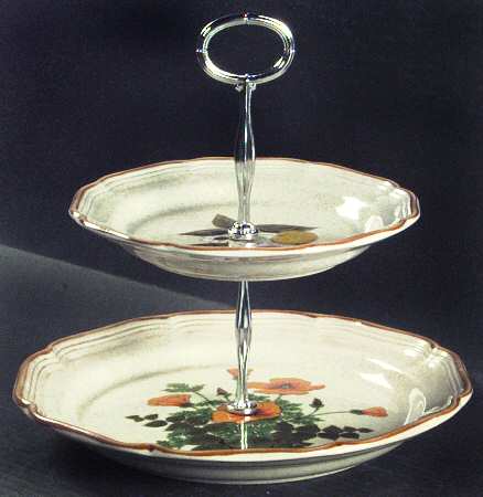 Petunias 6 5/8"-10"  2 Tiered Serving Tray (Dp, Sp) HC