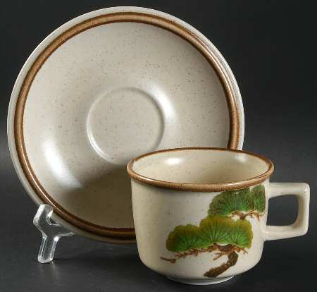 Pine Branch Flat Cup & Saucer Set