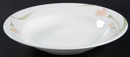 Pink Crocus Rim Soup Bowl