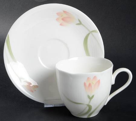 Pink Crocus Flat Cup & Saucer Set