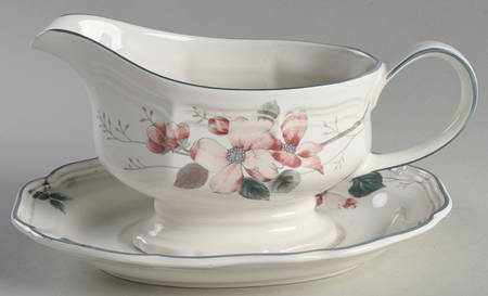 Pink Dogwood Gravy Boat & Underplate