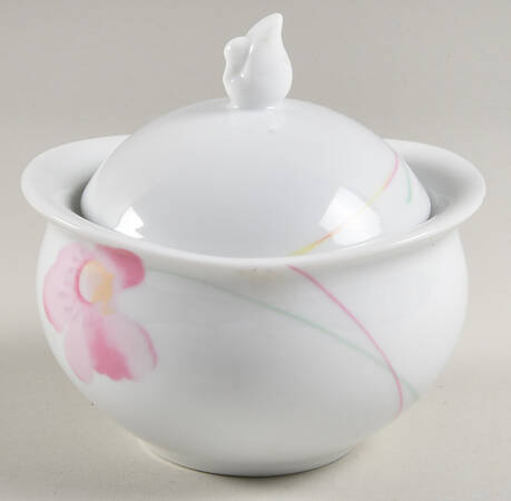 Pink Hibiscus Sugar Bowl & Lid