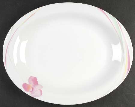 Pink Hibiscus 14" Oval Serving Platter