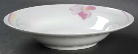 Pink Hibiscus Rim Soup Bowl