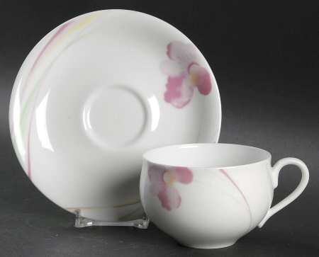 Pink Hibiscus Flat Cup & Saucer Set