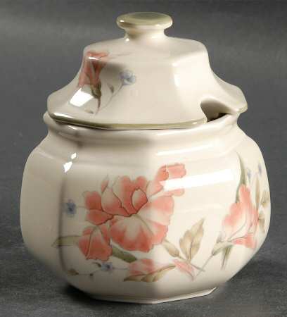 Pink Iris Sugar Bowl & Lid