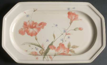 Pink Iris 14" Oval Serving Platter