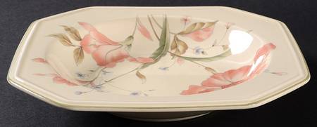 Pink Iris Rim Soup Bowl