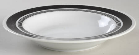 Pinstripe Black Rim Soup Bowl