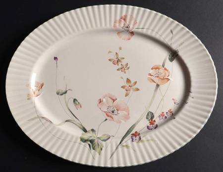Pink Poppy 14" Oval Serving Platter