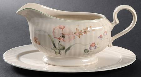 Pink Poppy Gravy Boat & Underplate