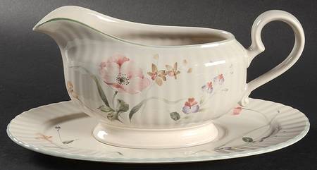 Pink Poppy Gravy Boat & Underplate