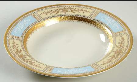 Pompadour Blue (Gold & White Flrs) Rim Soup Bowl