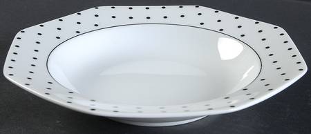 Polka Dots Black Rim Soup Bowl