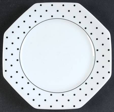 Polka Dots Black Salad Plate