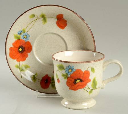 Poppy Parade Footed Cup & Saucer Set
