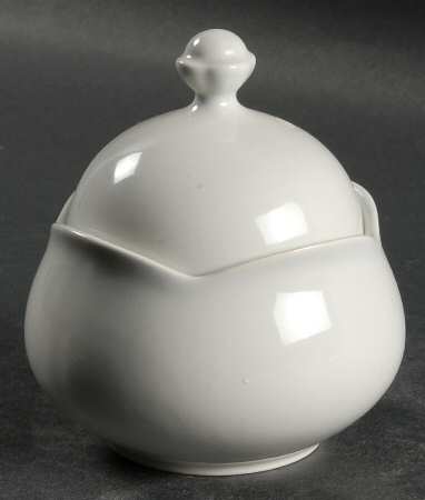 Porcelain White Sugar Bowl & Lid