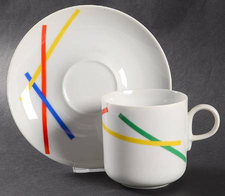Primary Palette Flat Cup & Saucer Set