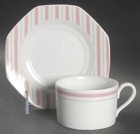 Preppie Pink Flat Cup & Saucer Set by Mikasa