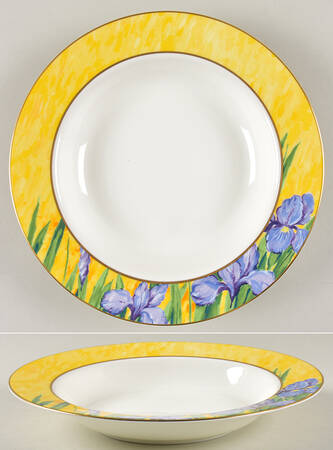 Purple Iris Large Rim Soup Bowl