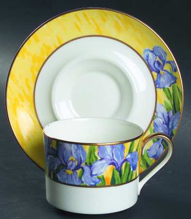 Purple Iris Flat Cup & Saucer Set