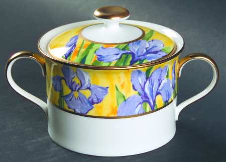 Purple Iris Sugar Bowl & Lid