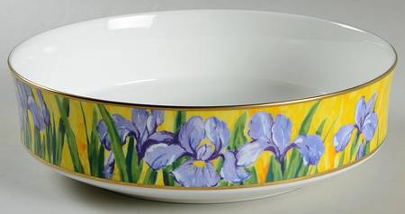 Purple Iris 9" Round Vegetable Bowl