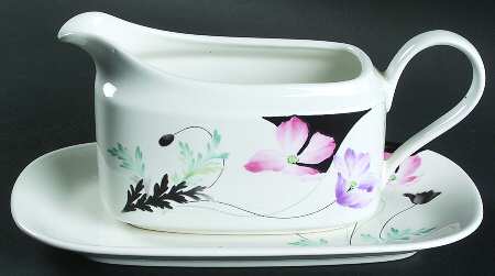 Purple Poppies Gravy Boat & Underplate (Relish/Butter)